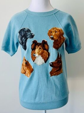 Vintage Baby Blue Dog Portrait Sweater 🐾